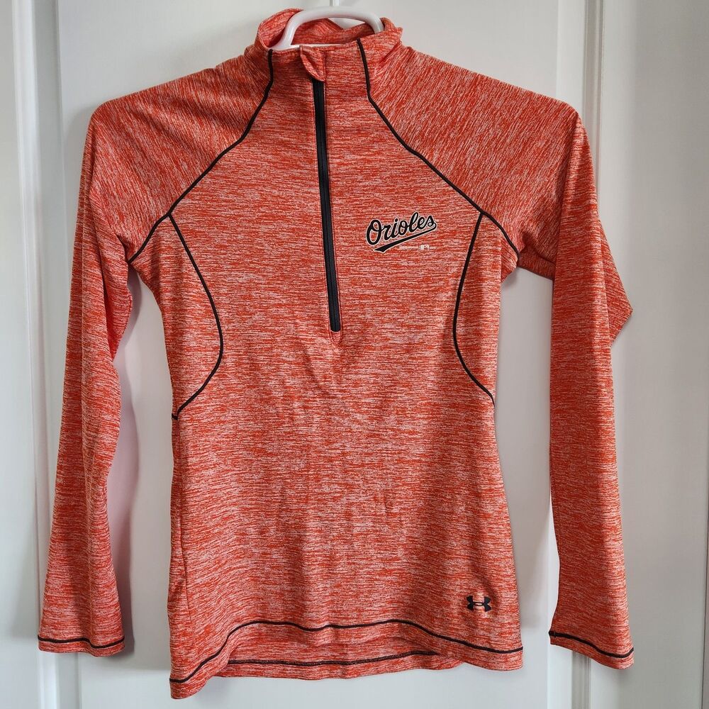 Under Armour Baltimore Orioles Women's S Orange 1/2 Zip Pullover Jacket MLB Fan